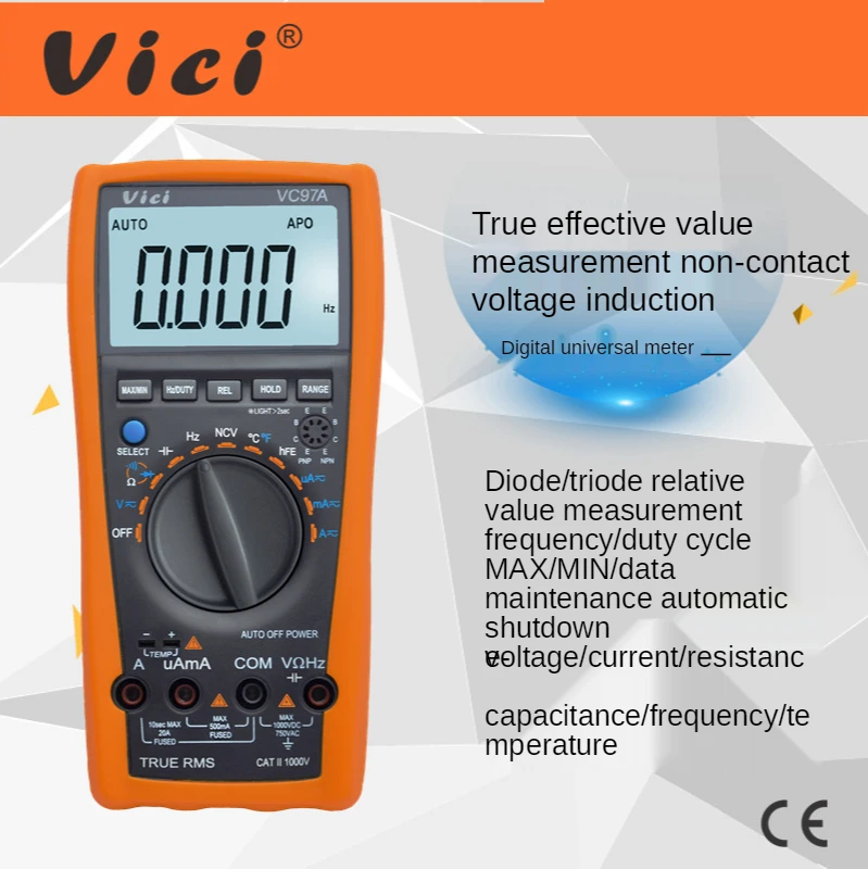 

VICI 4000 Count Automatic Range Digital Multimeter VC97A NCV True RMS Multi-function High-quality Universal Meter