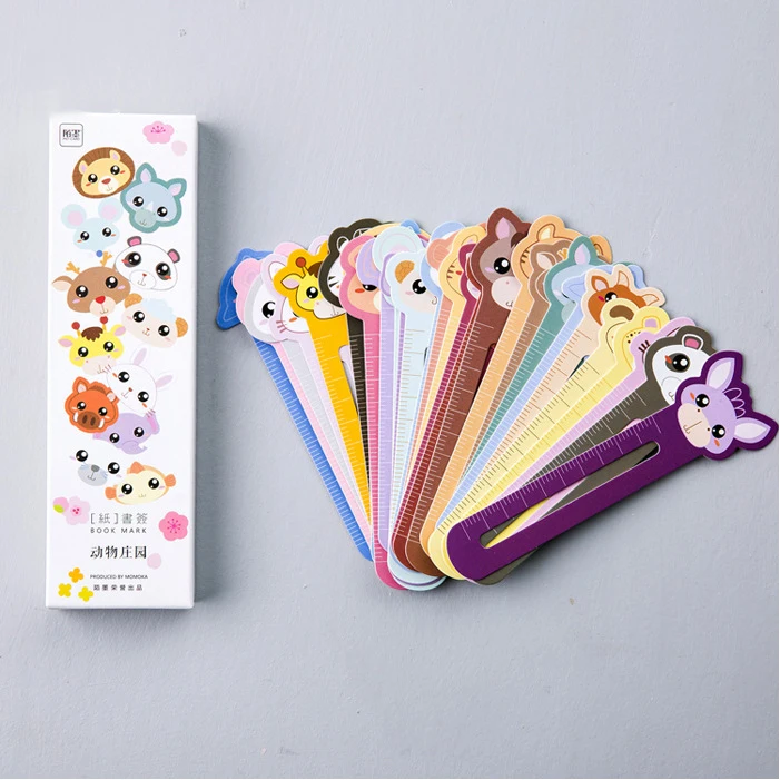 Mohamm 30pcs/lot Cute Animal Paper Ruler Bookmark for Books Clips Book Markers Stationery School Office Supplies