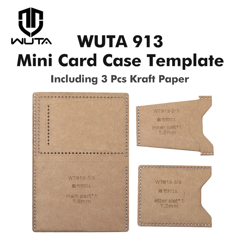 WUTA 913 Mini Card Case Kraft paper Template Horizontal Simple Wallet Leather Pattern Set Leather Craft DIY Tools Model