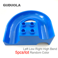 5pcs/lot Big Bricks Left Low Right High Bend Marble Race Run Maze Balls Track Funnel Blocks Building Blocks Toys