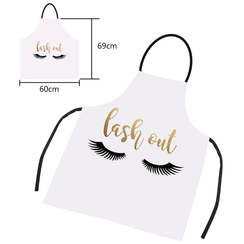 Fashion Bronzing Eyelash Pattern Grafted false eyelash Apron Women Adult Home Cooking Baking Cleaning Aprons Bibs Kitchen tools