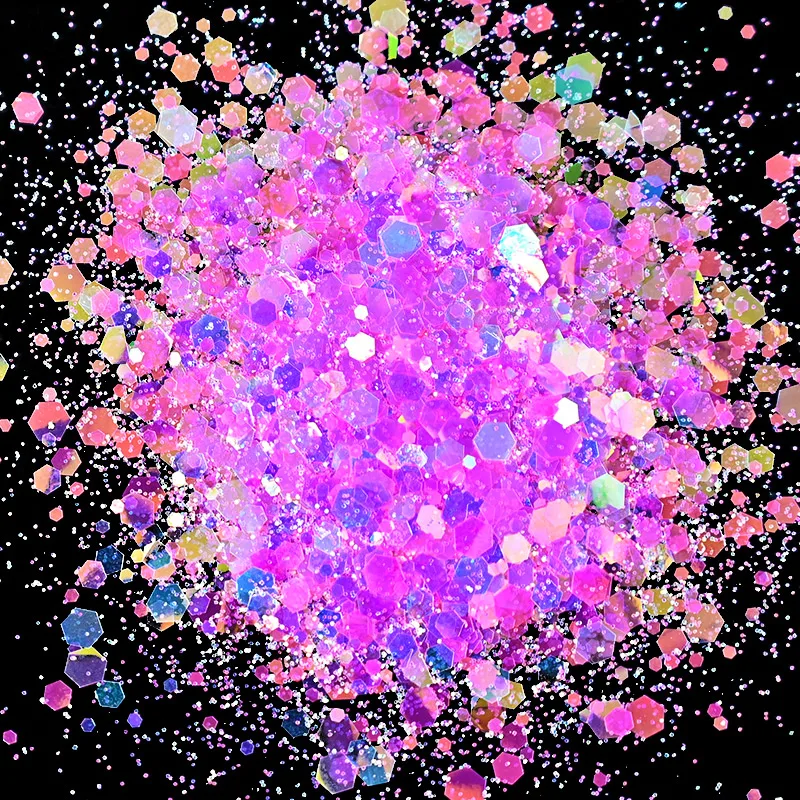 50 gr/beutel Holographische Gemischte Sechseck Form Chunky Nagel Glitter Pailletten Sparkly Flakes Scheiben Maniküre Körper/Auge/Gesicht Glitter TCF2335 – Detail 19