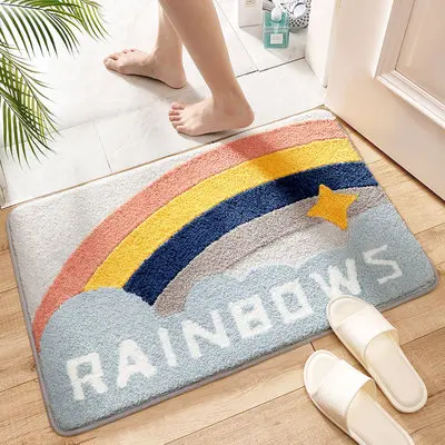 Nordic Carpet Area Rugs Funny Bathroom Bedroom Floor Rainbow Mats Welcome Doormat home decoration Cute Egg shape Bathroom Rug