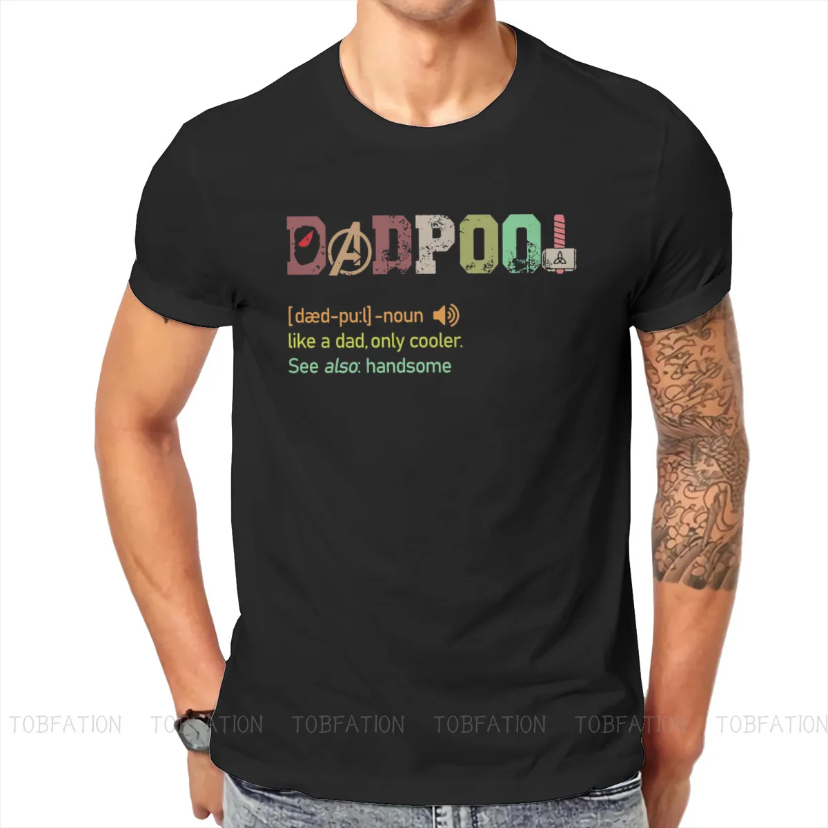 Father's day Daddy Grandpa TShirt for Men Dadpool Dad Cooler Round Neck Pure Cotton T Shirt Birthday Gifts OutdoorWear Big Size