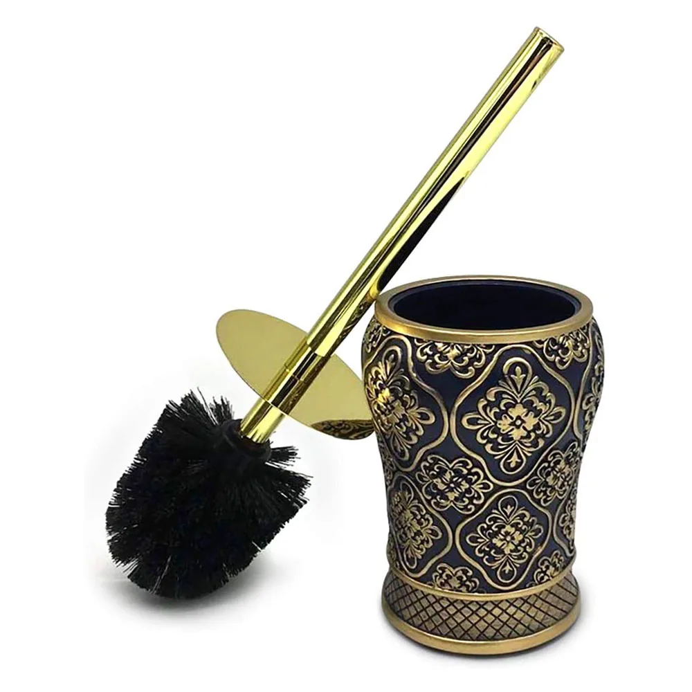 Royal Bathroom Toilet Bowl Brush and Holder Lid Rust-Proof Resin Brush Holder Bath Decor Accessories for Women and Men