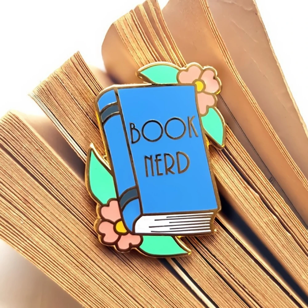 

Book Nerd Flower Lapel Pin Cute Blossom Plant Read Books Enamel Badge Brooch Backpack Jewelry Fashion Accessories Gift