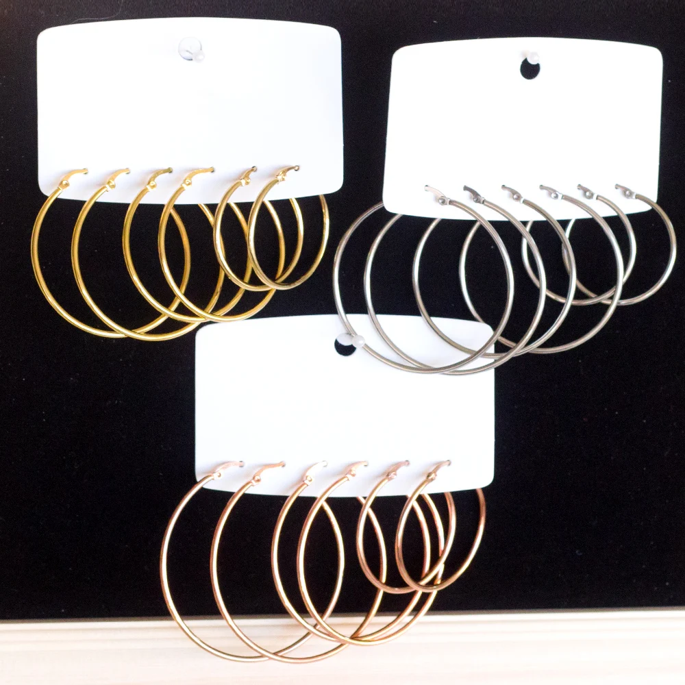 серьги 2022 тренд Hoop Earrings Stainless Steel Fashion Gold Color Round Earrings for Women Party Jewelry Wholesale image 5