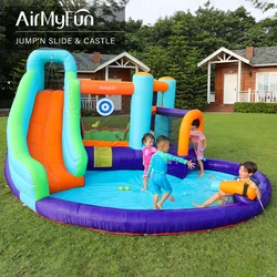 AirMyFun Inflatable Bounce House, Jumping Castle with Water & Slide, Idea Playhouse for Kids Outdoor (Water Park Theme)