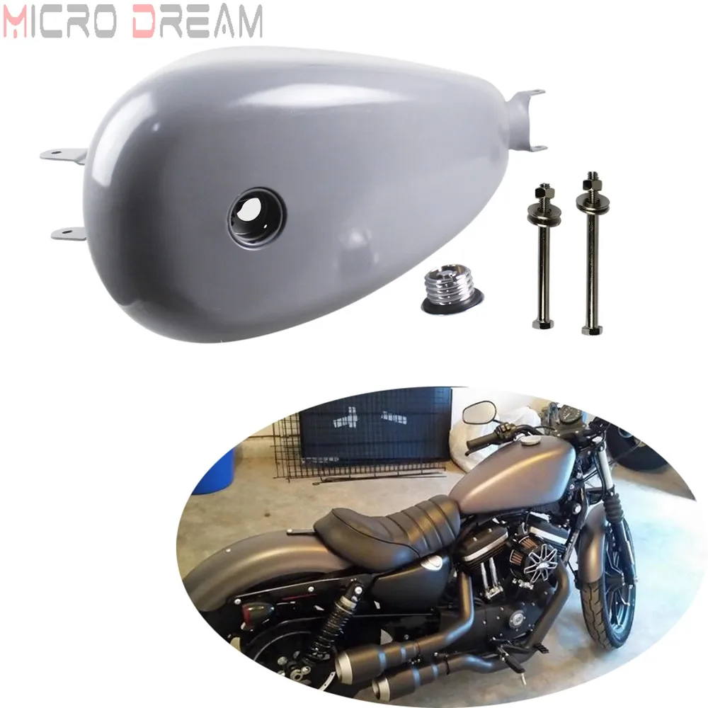 Gray 13L 3.3 Gallon Fuel Tank Gas Tanks w/ Cap Kit For Harley Sportster XL 1200 883 Forty-Eight Roadster Seventy-Two 2007-2021