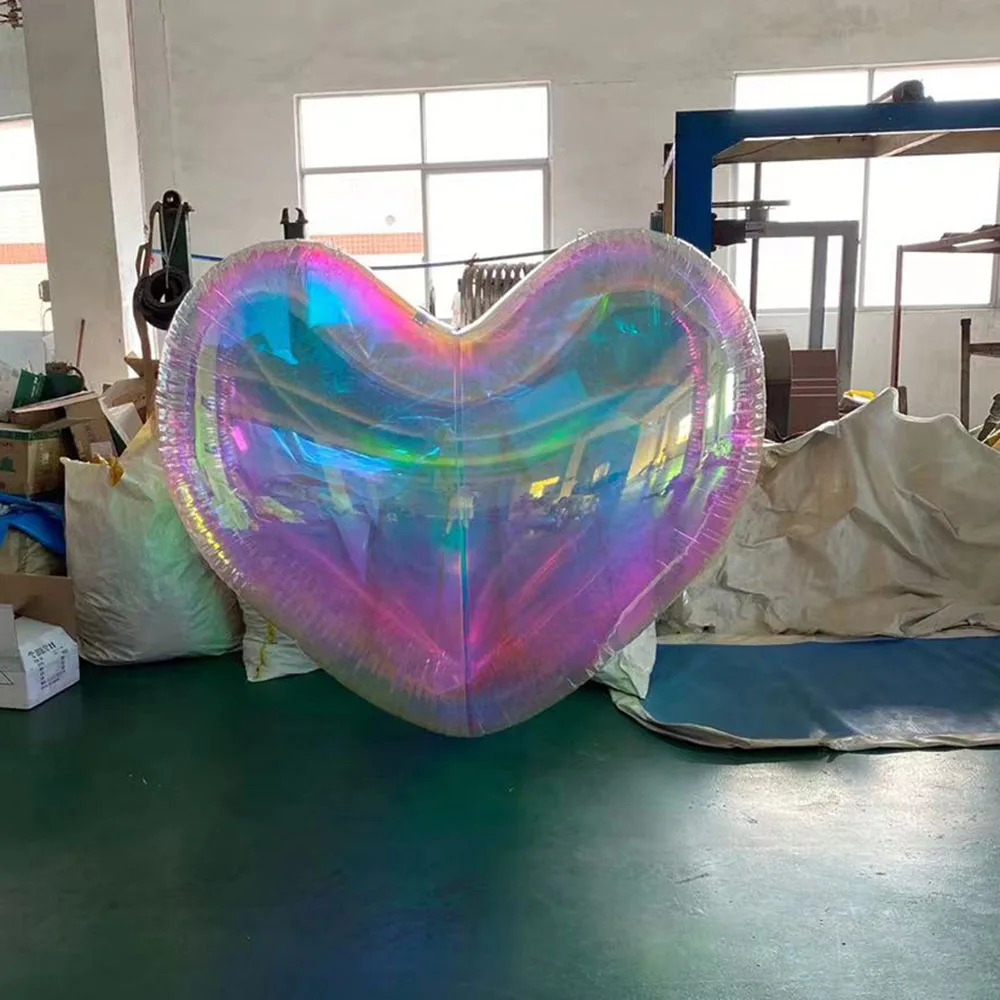 

big heart balloon model inflatable heart shape replica hanging air tight mirror ball for party and club/event decoration