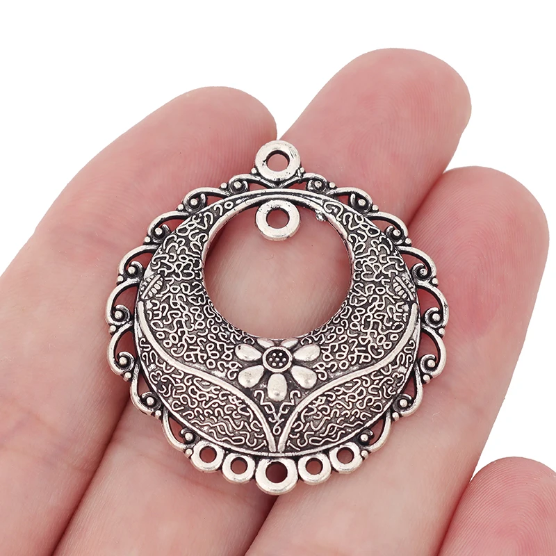 4 x Tibetan Silver Multi Strand Chandelier Round Charms Pendants Connector For DIY Earring Jewelry Making Findings Accessories