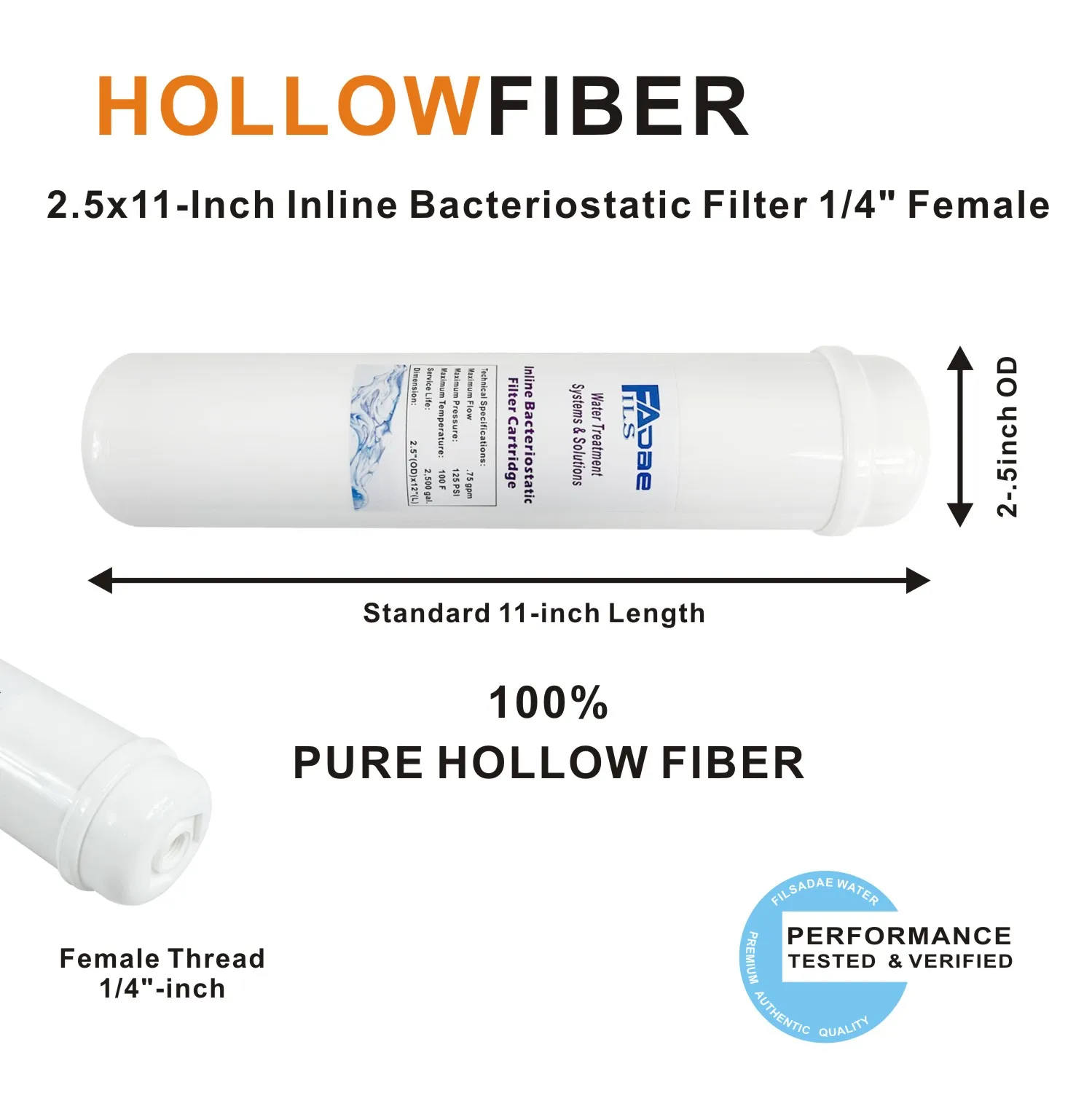 4 PACK 0.2 Micron Inline Hollow Fiber Membrane Filters 1/4