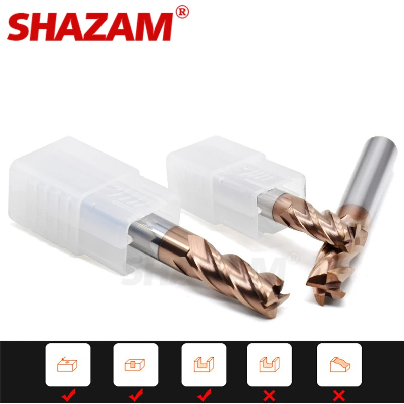 Milling Cutter Alloy Coating Tungsten Steel Tool Cnc Maching Hrc65 Endmill SHAZAM Top  Milling Cutter Kit Milling Machine Tools