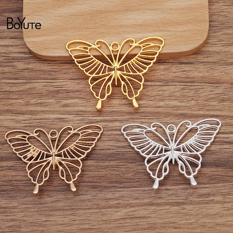 BoYuTe (20 Pieces/Lot) 52*37MM Alloy Hollow Butterfly with 3 Loops at Back Factory Supply DIY Handmade Jewelry Accessories