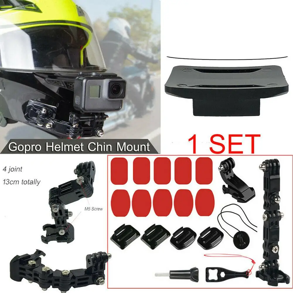 For GoPro hero6/5/4 Motorcycle Helmet Chin Bracket Turntable Button Mount Action Cam Accessories