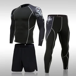 Traje deportivo de compresión para hombre, secado rápido, transpiración, entrenamiento de Fitness, MMA, Rashguard, ropa deportiva masculina para correr