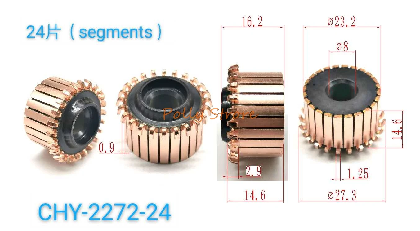 

2pcs 8x23.2x16.2(14.6)mm 24P Copper Bars Alternator Electric Motor Commutator CHY-2272-24