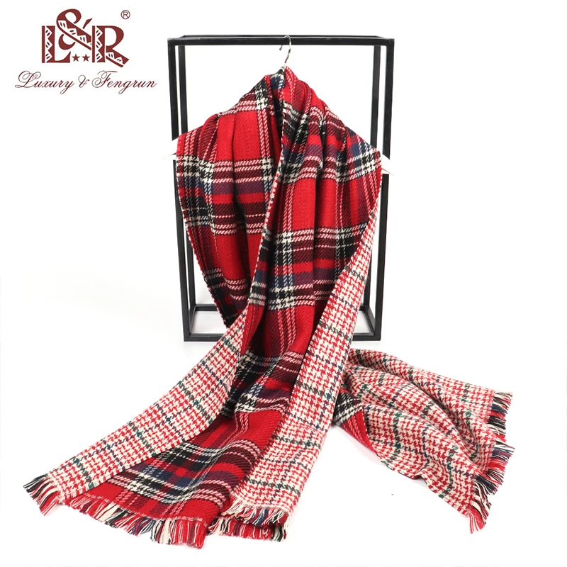 

2021 NEW fashion cashmere women plaid scarf winter warm shawl and wrap bandana pashmina long tassel female foulard thick blanket