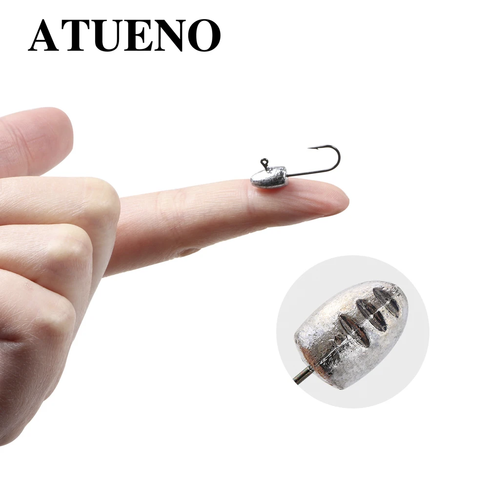 ATUENO 10Pcs Fishing Hook High Carbon Steel Sharp Barbed Offset Narrow Bait Hook 2g 3g 5g 7g 10g 10pcs/lot