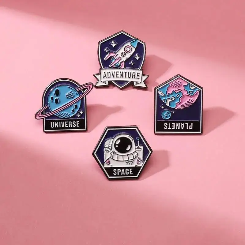 New Space Rocket Series Brooch Hot Models Clothing Accessories Small Jewelry Enamel Metal Badges To Send Gifts