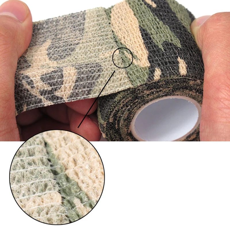 5cm*4.5m Tactical Camo Tape Hunt Disguise Elastoplast Camouflage Elastic Wrap Tape Self-Adhesive Ankle Knee Finger Arm Bandage