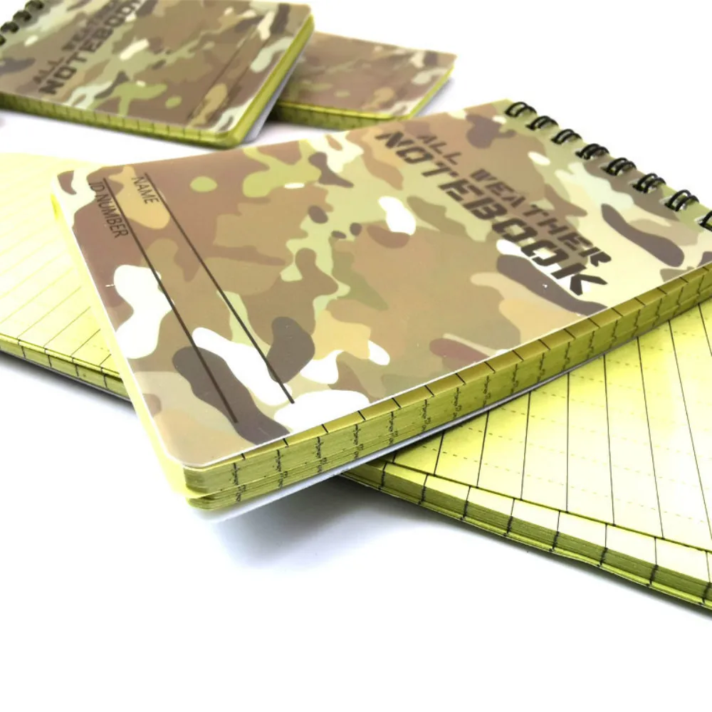 Tactical zeszyt kamuflaż Outdoor Travel wodoodporny PVC na każdą pogodę cewka przeciwdeszczowa papier do pisania notebooka w deszczu hurtowo