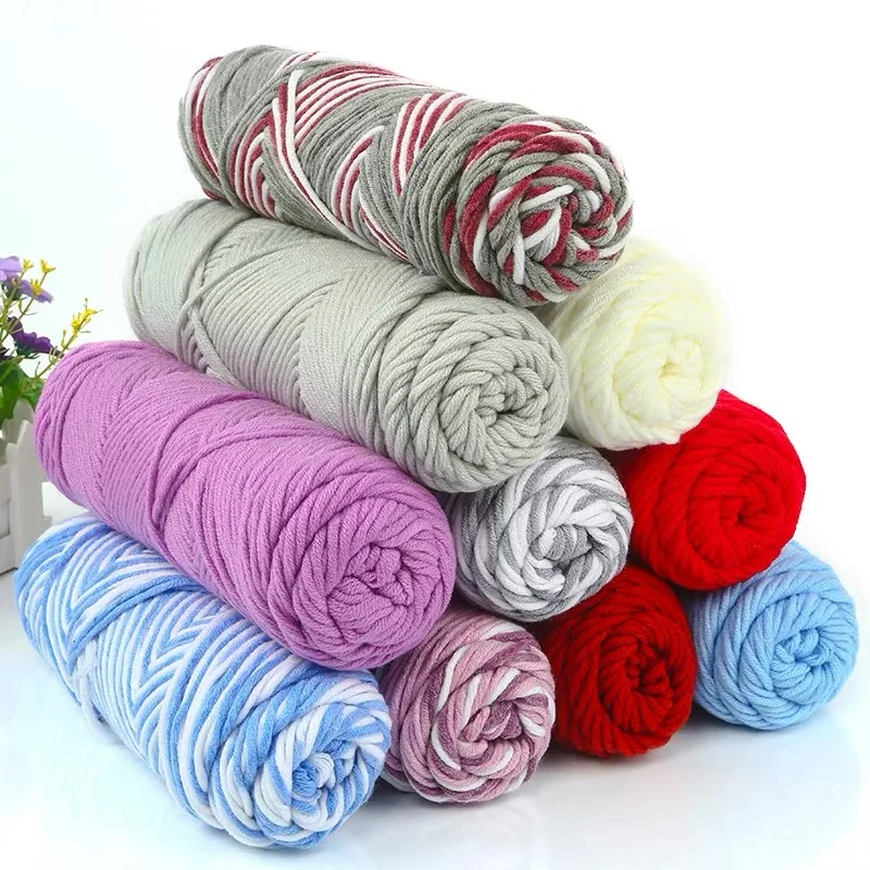 3 Pcs / Lot Mixed Color Baby Cotton Yarn Natural Soft Milk Thick Yarn For Knitting Wool Crochet Yarn Weave Thread by Hand Work