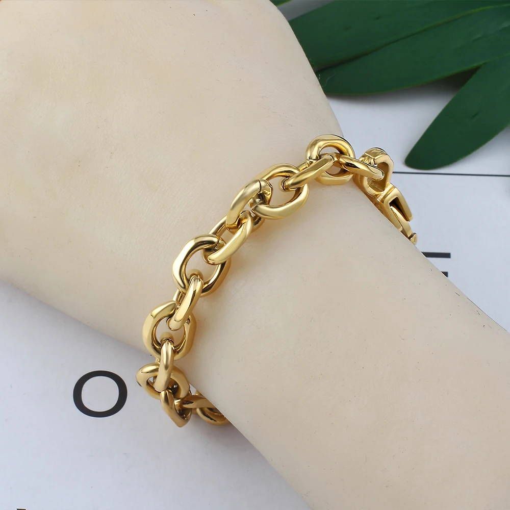 316L Stainless Steel Gold Color O-Chain Bracelat Bangles For Women Men Accesories Jewelry Waterproof Bracelets Factory Wholesale