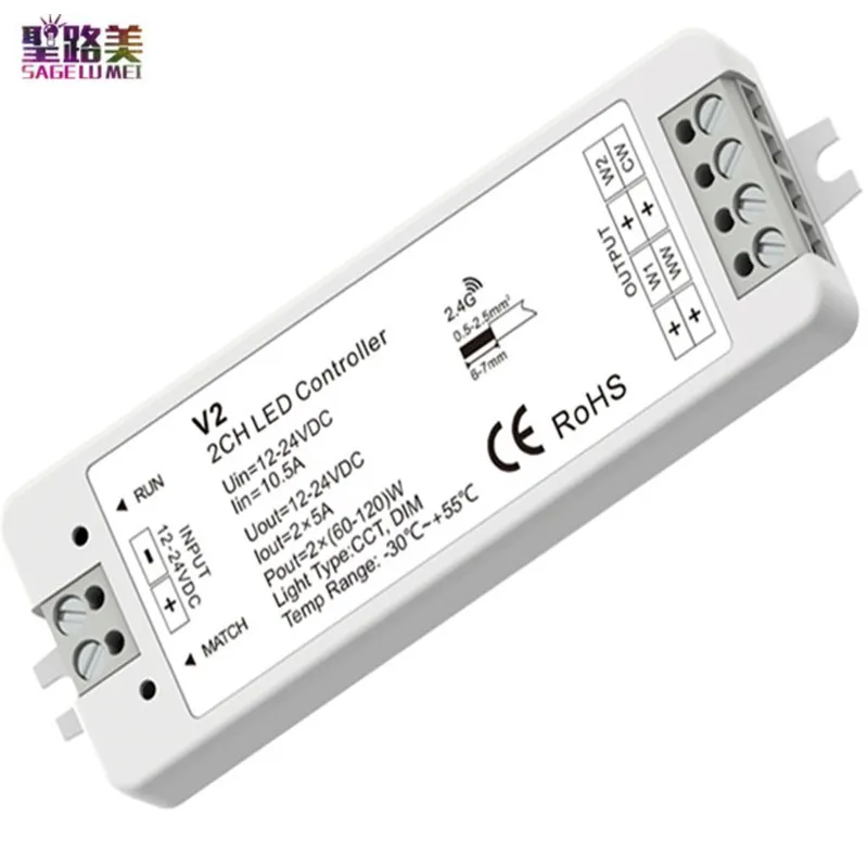 R12 Ultrathin Touch Slide 2.4G RF Remote Dimmer V2 Dual Color 2CH LED Controller DC12-24V For 5050 CCT LED Strip Lights Tape