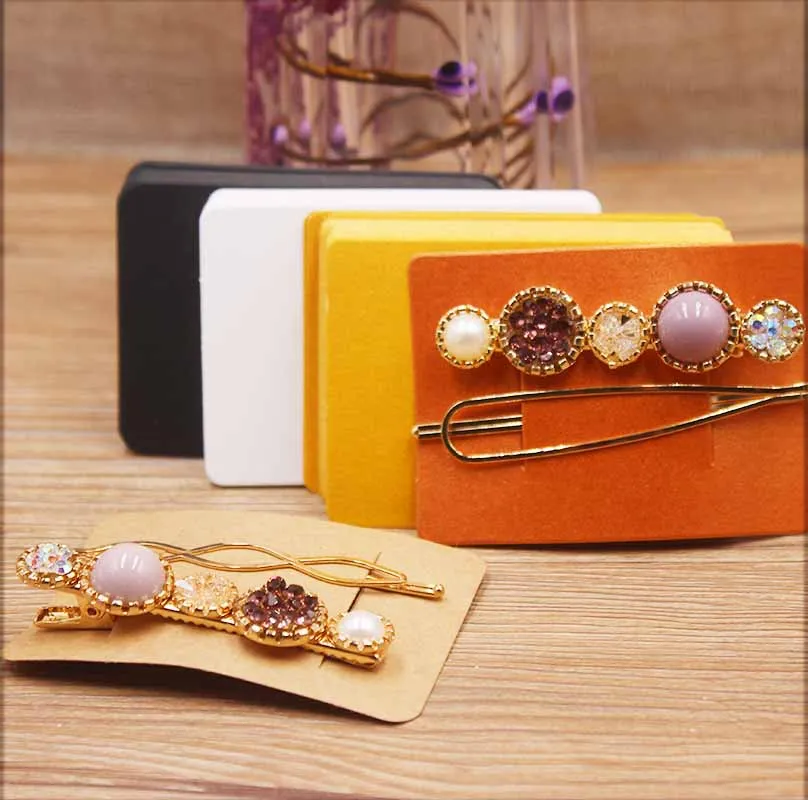 50pc New Arrival Cute Shape Kraft Pink White Jewelry Package Hair Clip Card Blank Color Hairpin Display Card Tag