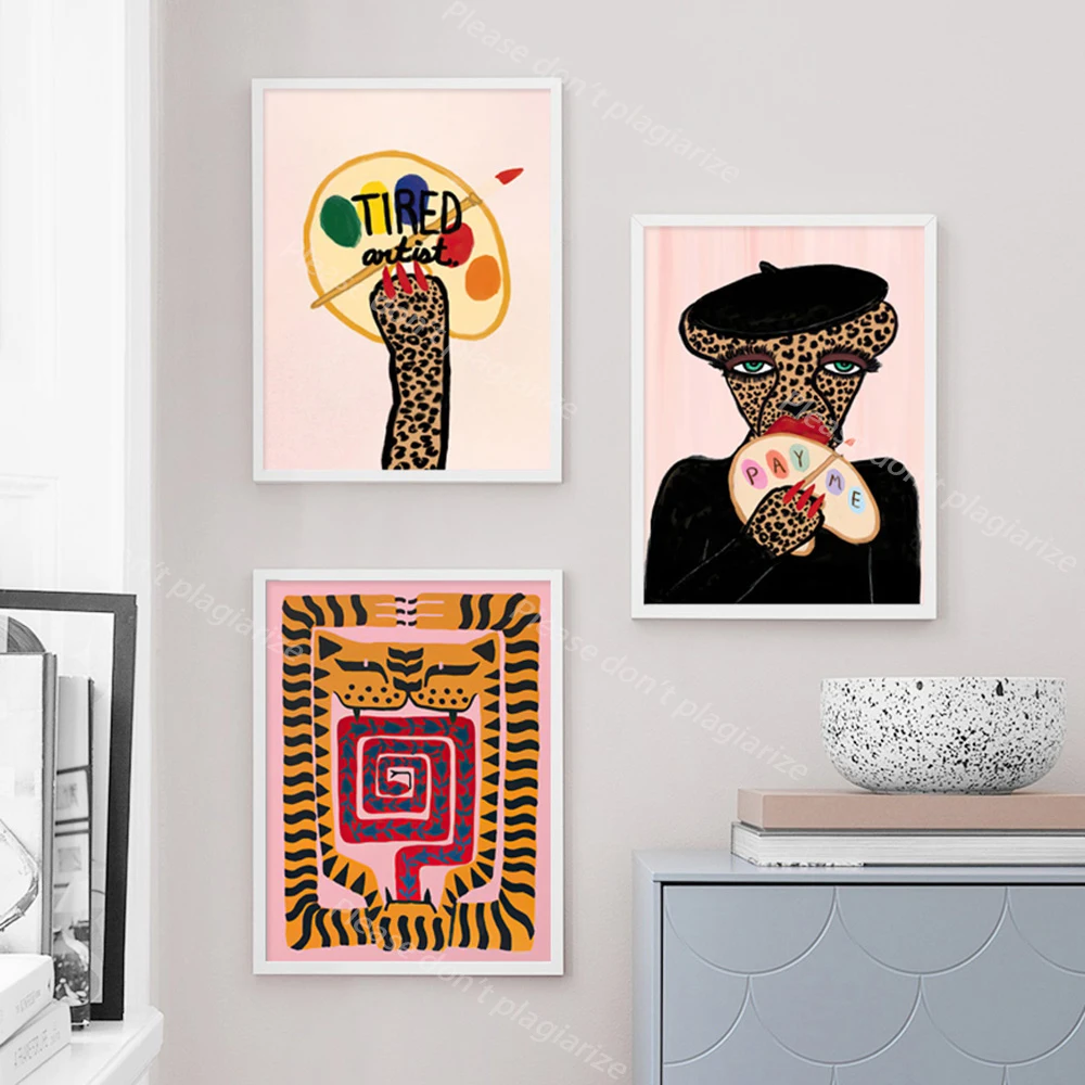 Colorful Abstract Ancient Egypt Snake Leopard Woman Wall Art Canvas Painting Posters And Prints Wall Pictures For Bedroom Decor