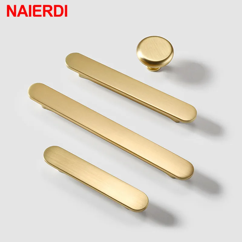 NAIERDI Zinc Alloy Cabinet Handles Nordic Gold Black Drawer Knobs Wardrobe Door Handles European Furniture Handle Hardware