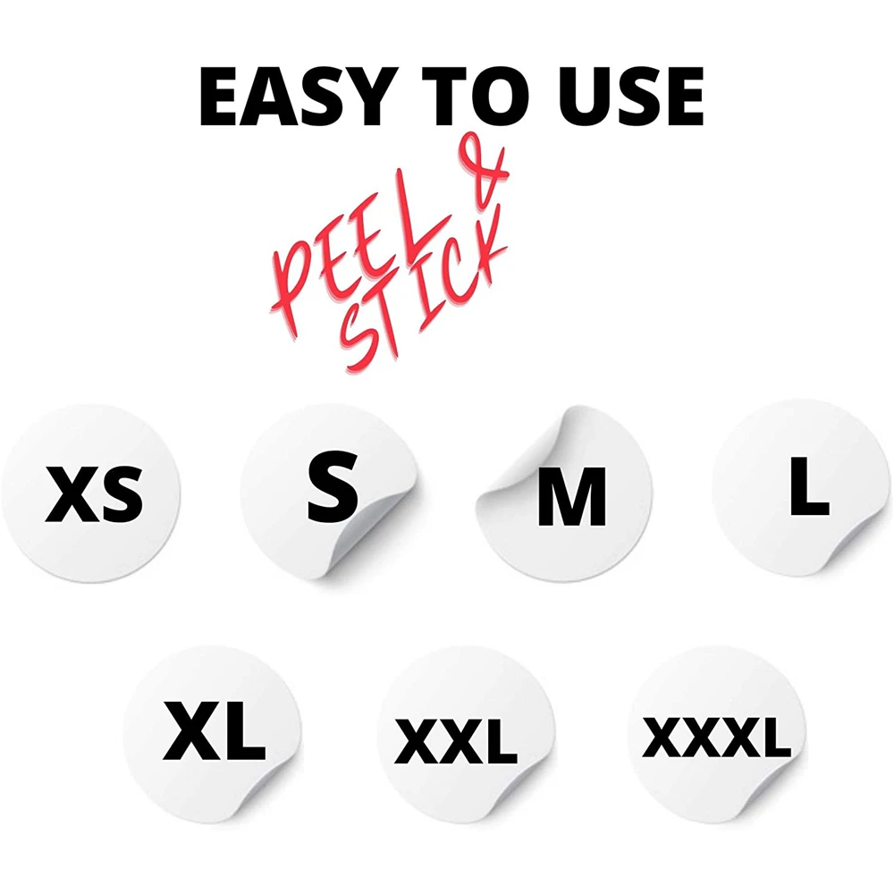 500Pcs/ม้วน1นิ้วรอบ S/XS/M/L/XL/XXL/XXXL ขนาดสติกเกอร์ป้ายกาว ForSupermarket เสื้อผ้าหมวก: สติกเกอร์