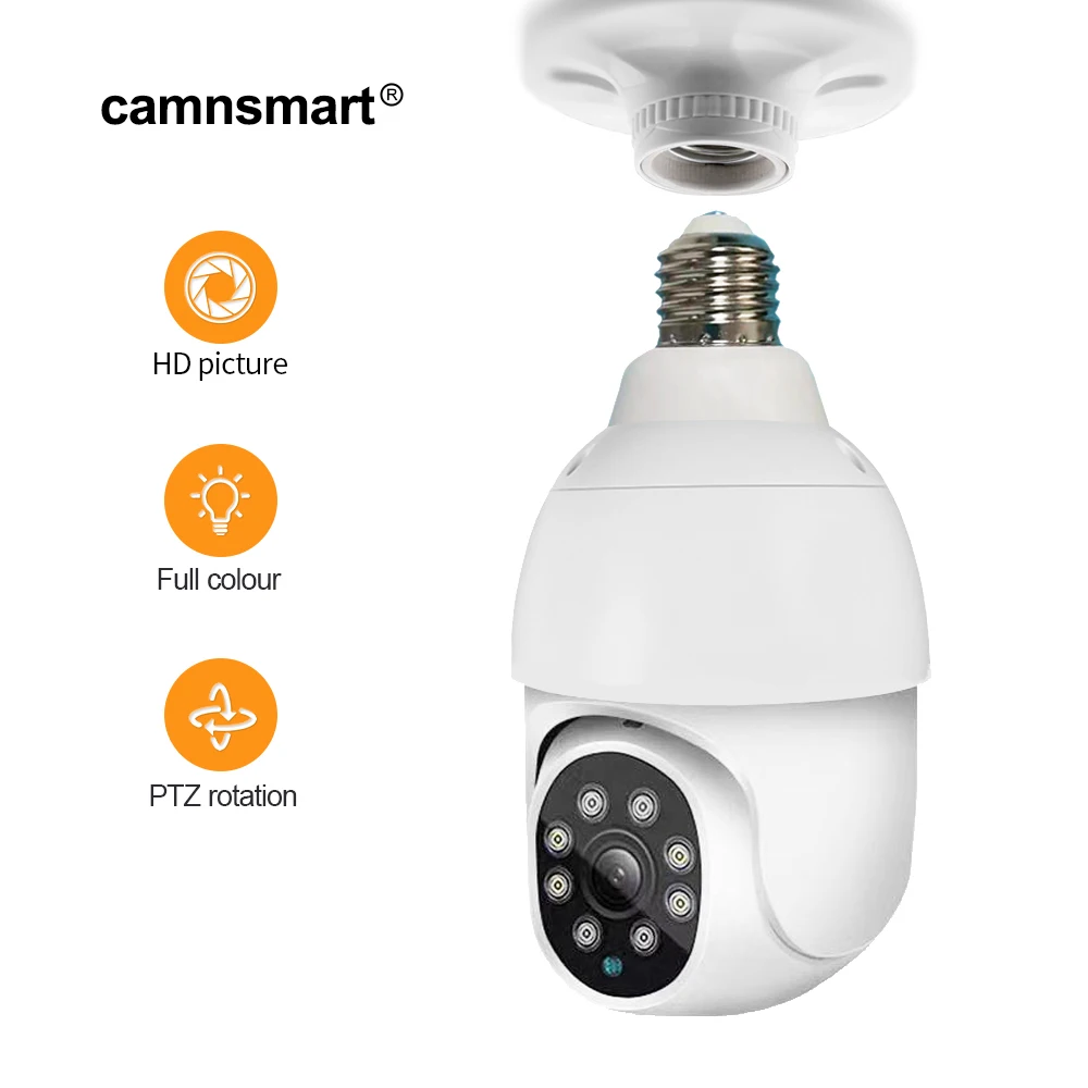 3mp Bulb E27 Connector Ip Camera Wifi Ptz 360 Outdoor Home Security Video Surveillance  Support Alexa  Alarm Notification Ycc365