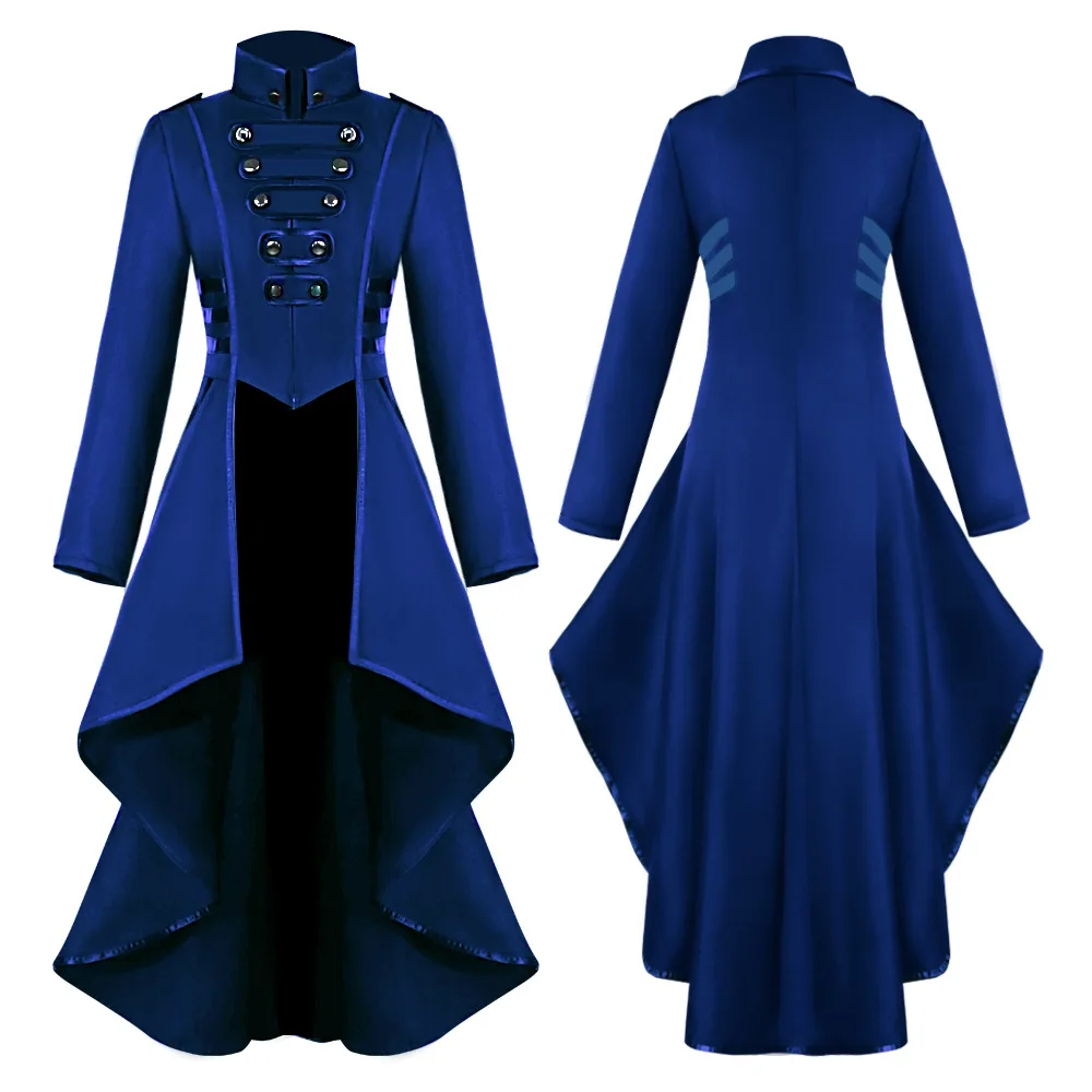 Medieval Costume Court Lapel Buckled Tuxedo Dinner Jacket Men Women Steampunk Slim Coat Magician Cosplay Halloween Carnival
