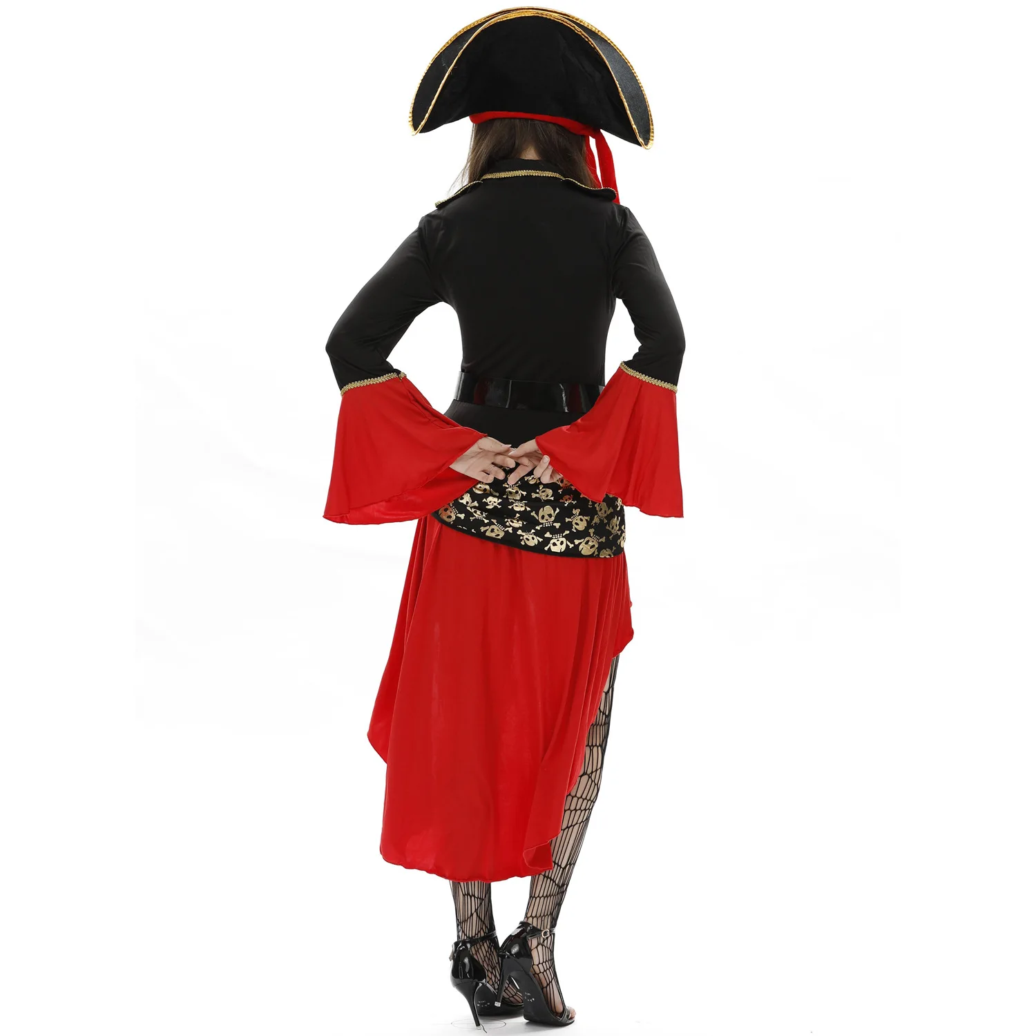 Disfraz de pirata de Halloween para mujer, vestido de fantasía de capitán pirata