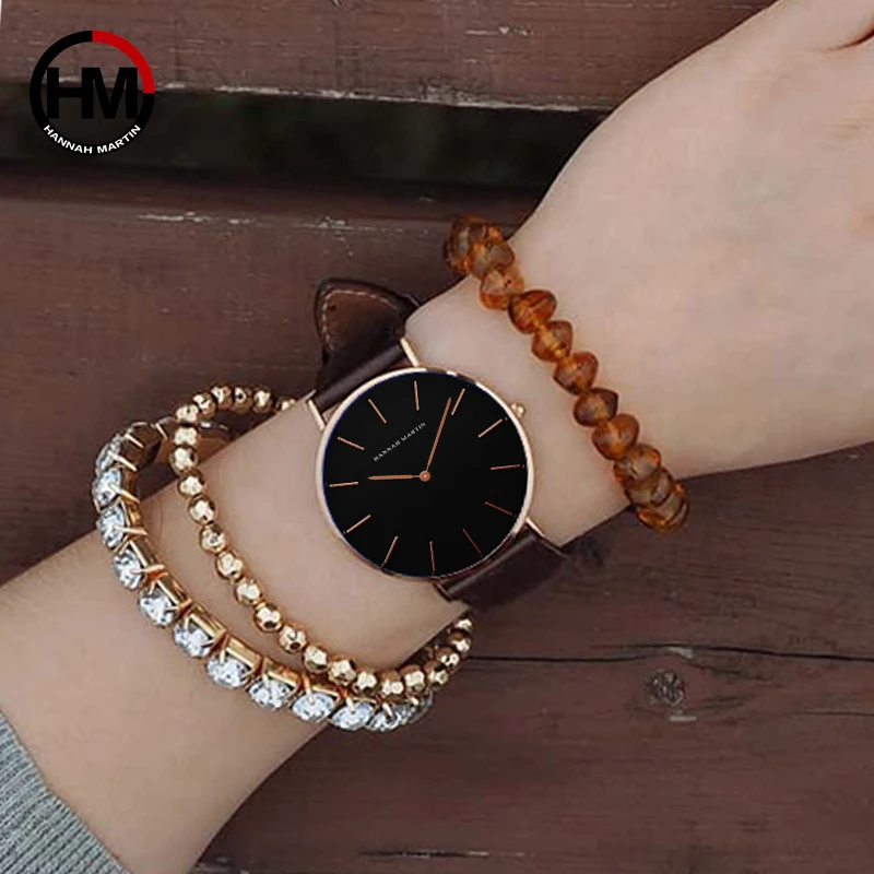 Brand Fashion Simple Japan Quartz Movement Watch Reloj Mujer Montre Femme Leather Strap Clock Women Analog Waterproof Wristwatch