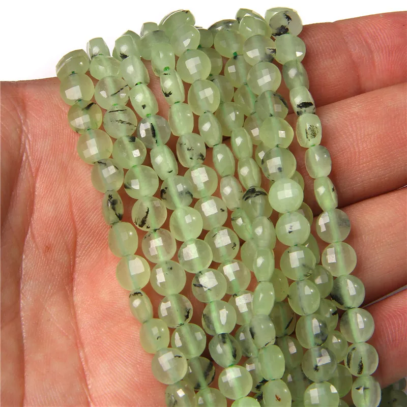Faceted Coin Stone Beads Natural Quartzs Jaspers Round Flat Beads for Jewelry Making Craft Accessori DIY Bracelet Necklace 4/6mm
