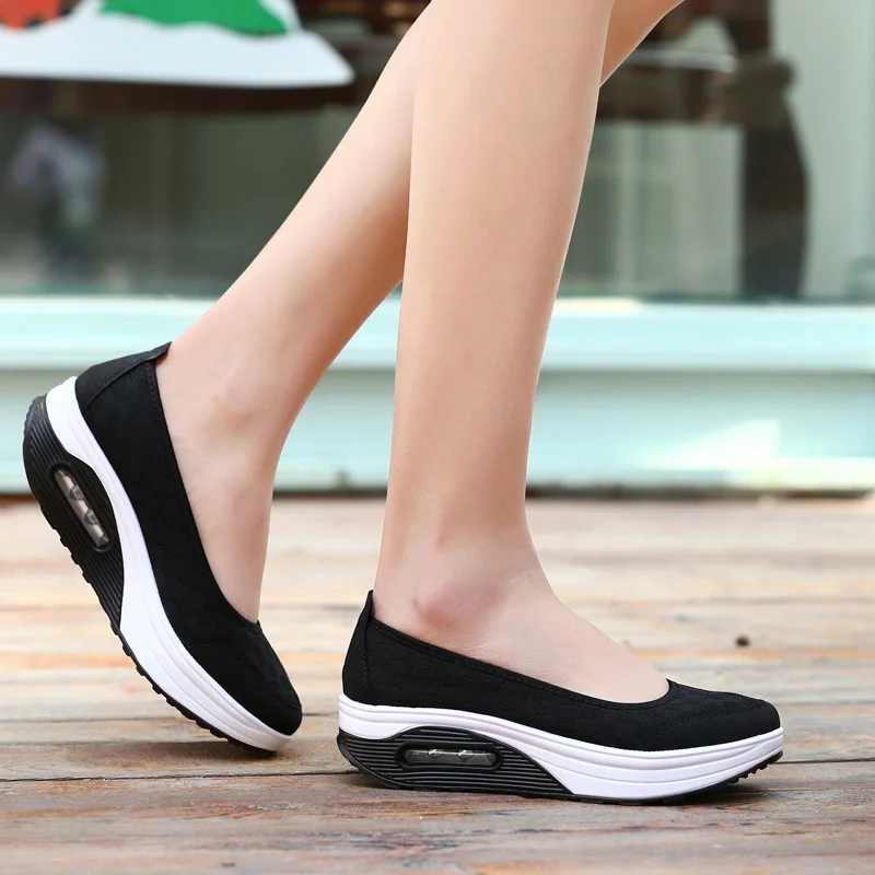 Akexiya New Women Mesh Breathable Shoes Female Thick Shoes Casual Comfort Low Heels Loafers Nurse Increase Shoes Women Mujer