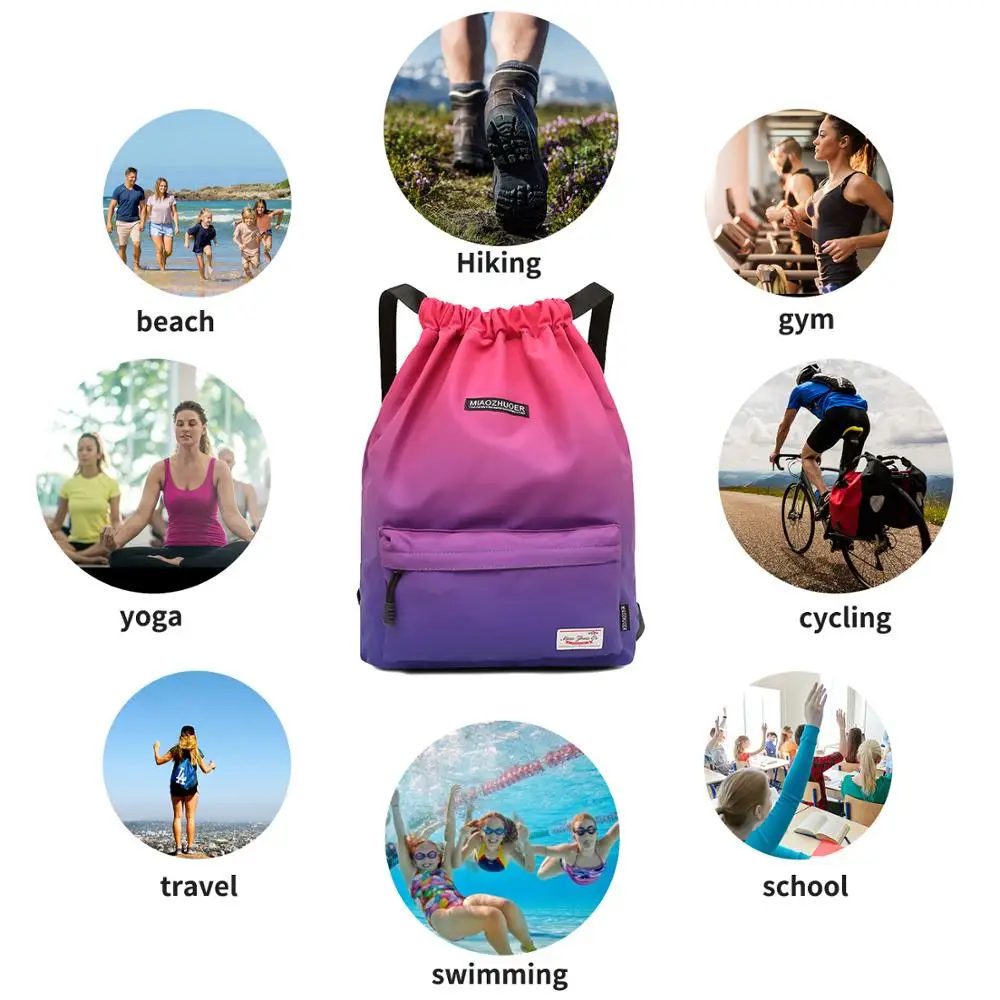 Mochila de deporte para gimnasio, bolsa deportiva impermeable con cordón perfecta para actividades en el exterior, accesorio ideal para