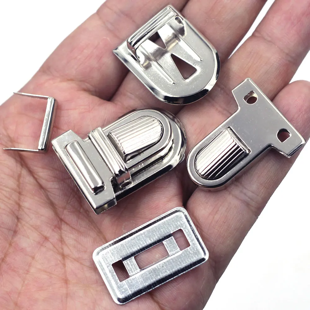 30Sets Purse Clasps Handbag Press Push Closure Pouch Bag Tongue Locks Briefcase Spring Lock Luggage Hardware Parts 34x25mm