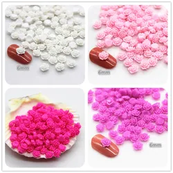 100pcs 6mm Resin Mini Rose Flower FlatBack Cabochon DIY Scrapbooking Craft/Nail Art Decoration