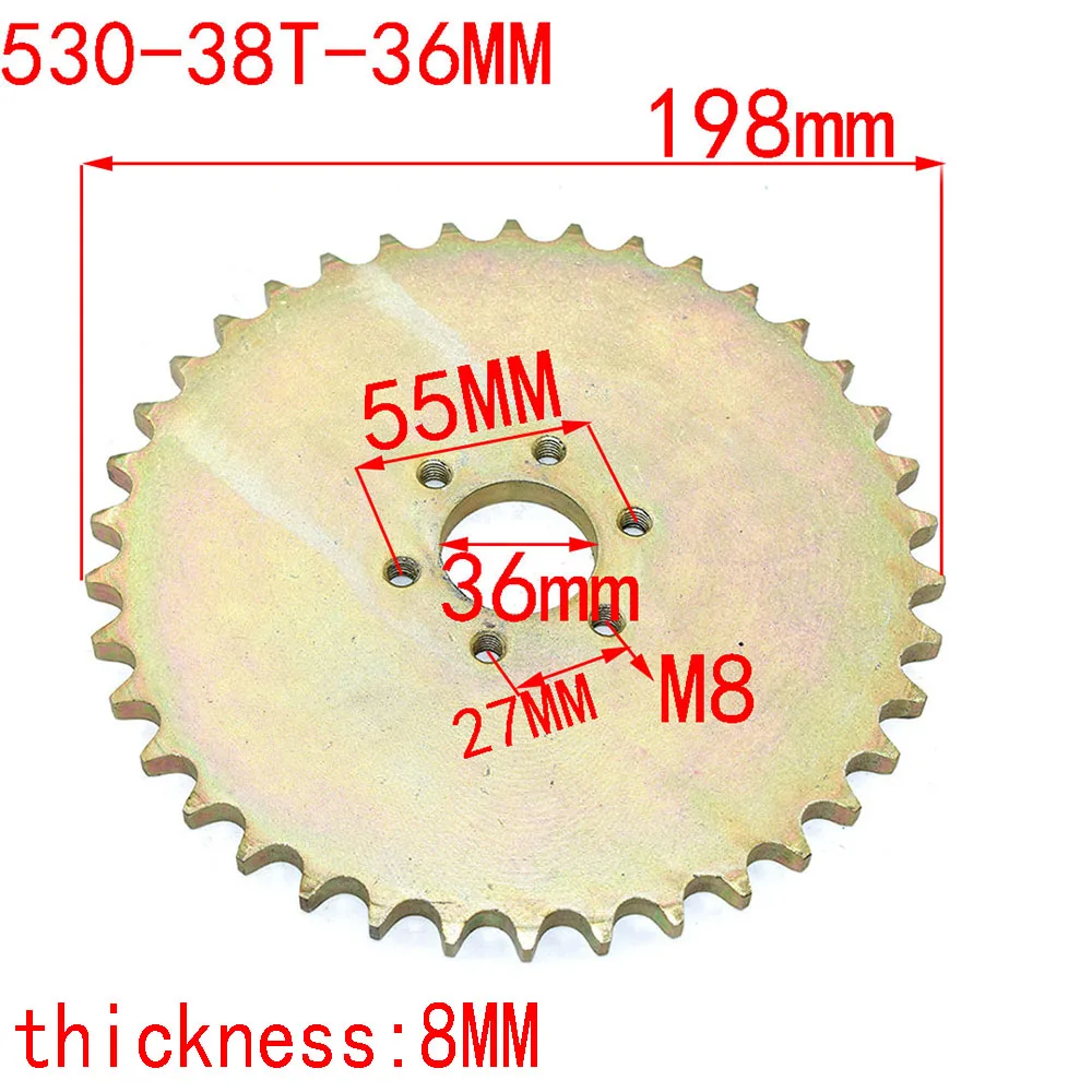 ATVS ATV UTV 4X4 rear sprockets sprocket tandwiel 38 T tooth 36mm for 530 chain FOR MOTORCYCLE QUAD GO KART BIKE PARTS