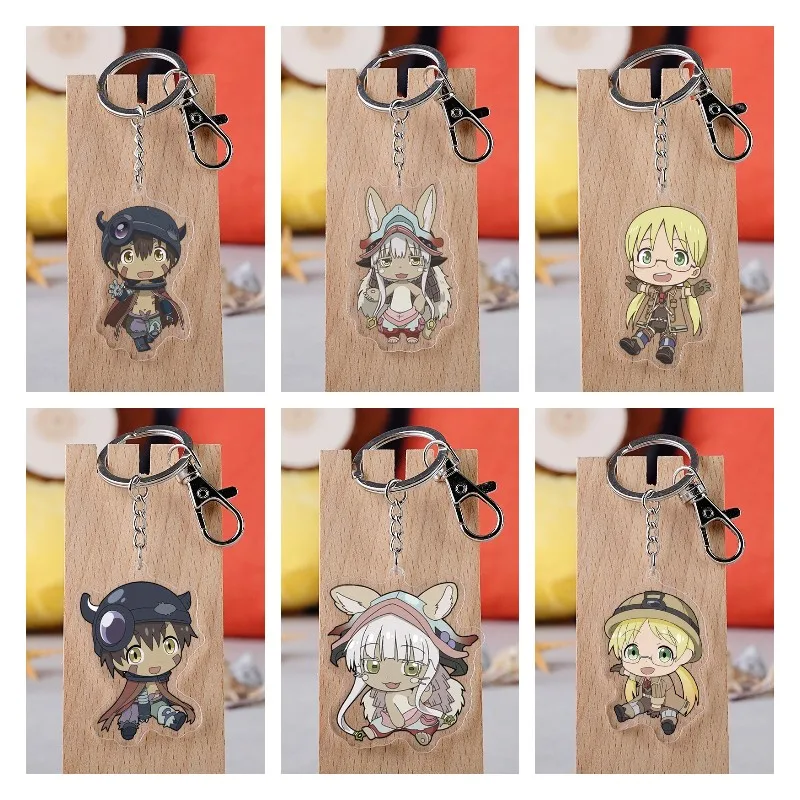 Made In Abyss Character Key Chains Anime Figure Cosplay Riko Reig Nanachi Acrylic Double-Sided Key Rings Pendant Decor Xmas Gift