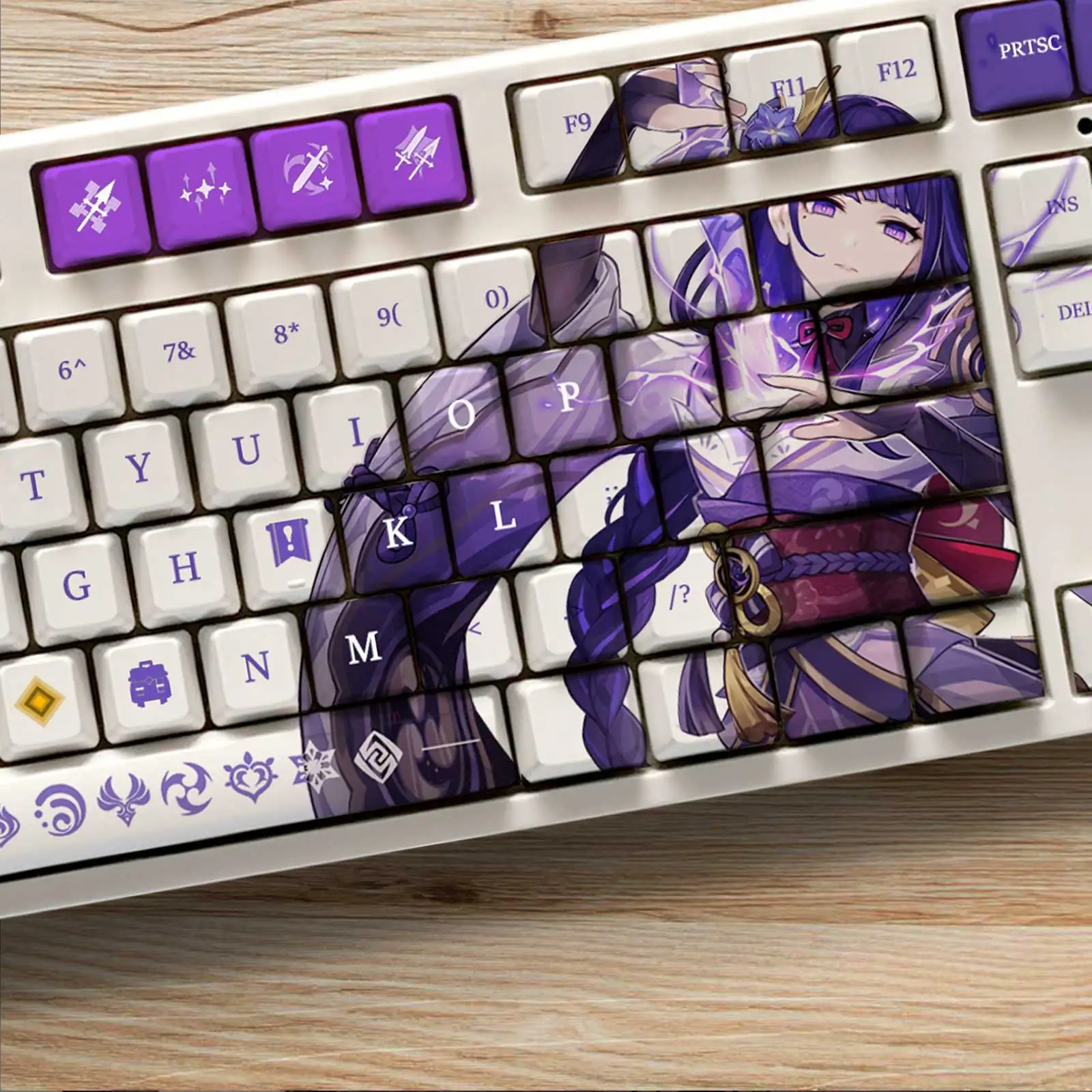 Genshin Impact Theme RAIDEN SHOGUN วัสดุ Pbt Keycaps 108ชุดปุ่มสำหรับคีย์บอร์ด Oem เท่านั้น KeyCaps