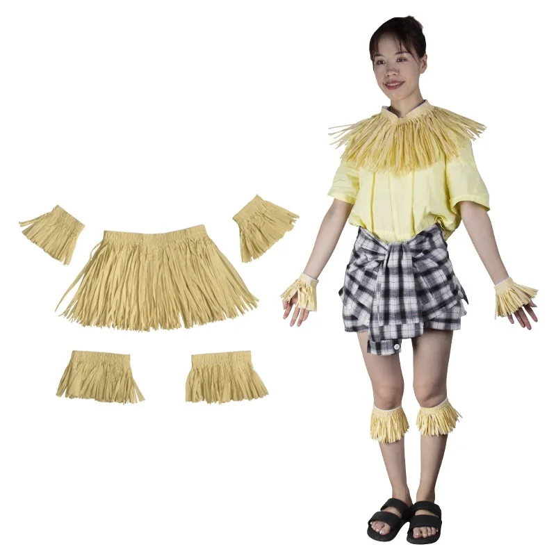 1 Set Hawaiian Straw Skirt Imitation Raffia Paper Men Women Stage Performance Dress Up Tassel Props Costume Skirts Beach Decor