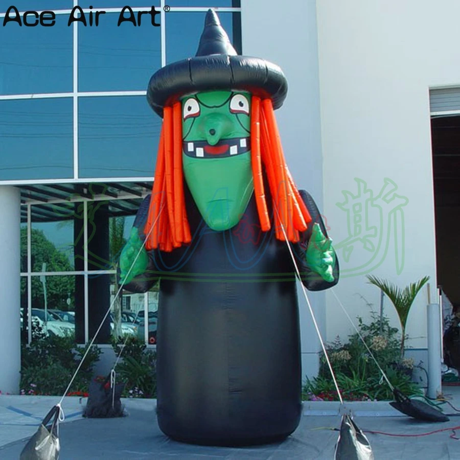 Green Face Inflatable Giant Monster for Halloween, Witch Cartoon, Giant Monster, Event Decoration, 13ft