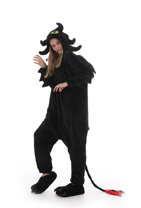 Kigurumi – pyjama pour femmes et hommes, Costume Cosplay, squelette requin souris monstre noir, vêtements de nuit, vêtements de fête