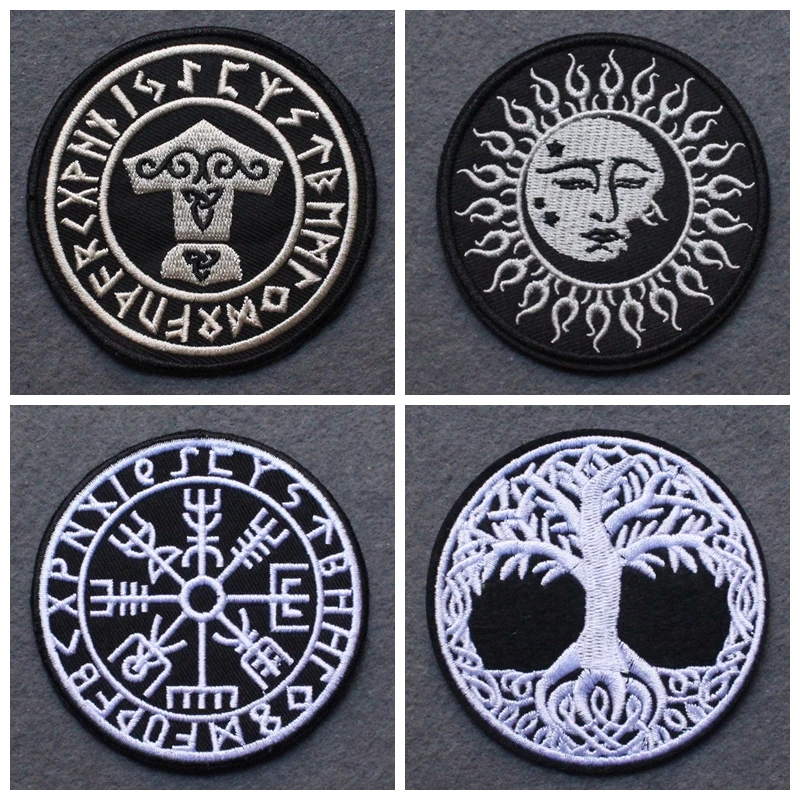 Iron on Patch Viking Patch Embroidered Patches On Clothes Runes Badges Patches For Clothing DIY Punk Clothes Stripes Decor