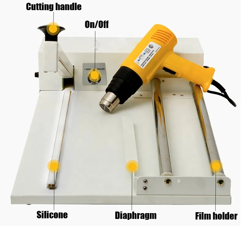 Manual shrink wrapping machine film sealing and cutting 